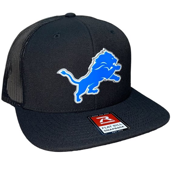 Detroit Lions 3D PVC Patch Flat Bill Hat- Black - Picture 3 of 4
